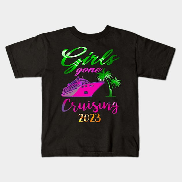 Girls Gone Cruising 2023 Neon Light Night Gifts Kids T-Shirt by LARFADASTRO